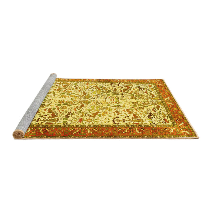 Sideview of Machine Washable Animal Yellow Traditional Rug, wshtr2931yw
