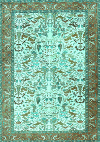 Animal Turquoise Traditional Rug, tr2931turq