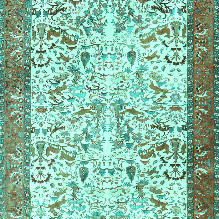 Machine Washable Animal Turquoise Traditional Area Rugs, wshtr2931turq