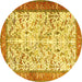 Round Animal Yellow Traditional Rug, tr2931yw