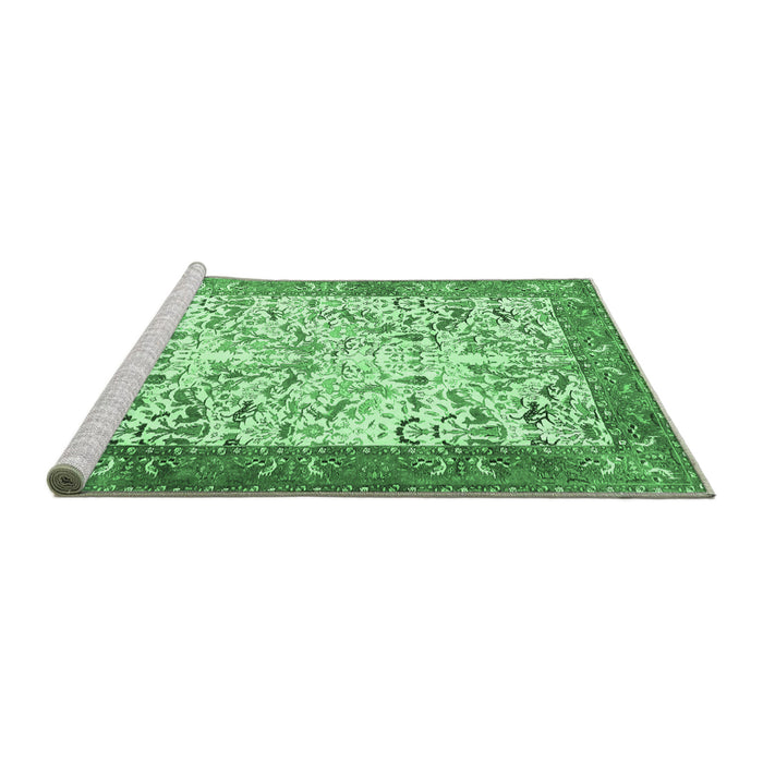 Sideview of Machine Washable Animal Emerald Green Traditional Area Rugs, wshtr2931emgrn