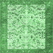 Square Animal Emerald Green Traditional Rug, tr2931emgrn