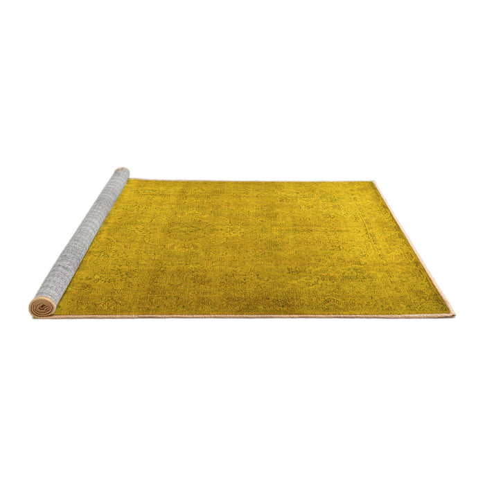Sideview of Machine Washable Persian Yellow Traditional Rug, wshtr2932yw