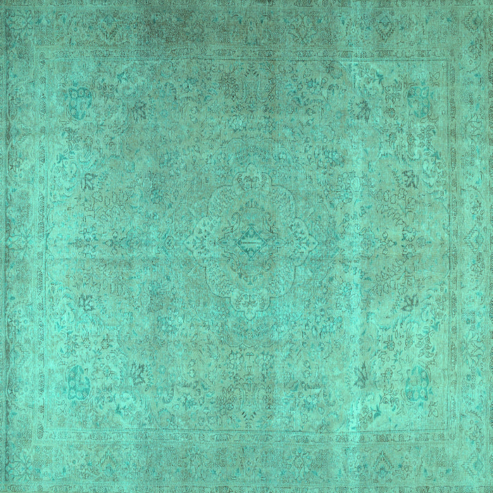 Square Machine Washable Persian Turquoise Traditional Area Rugs, wshtr2932turq