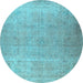 Round Persian Light Blue Traditional Rug, tr2932lblu