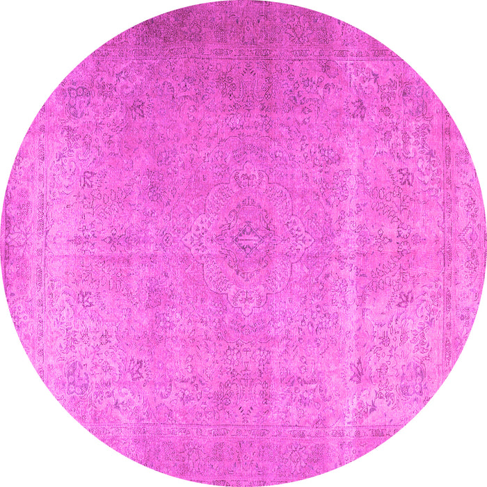 Round Machine Washable Persian Pink Traditional Rug, wshtr2932pnk