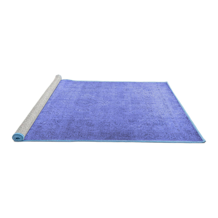 Sideview of Machine Washable Persian Blue Traditional Rug, wshtr2932blu