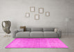 Machine Washable Persian Pink Traditional Rug in a Living Room, wshtr2932pnk