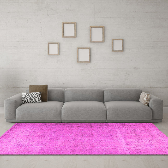 Machine Washable Persian Pink Traditional Rug in a Living Room, wshtr2932pnk