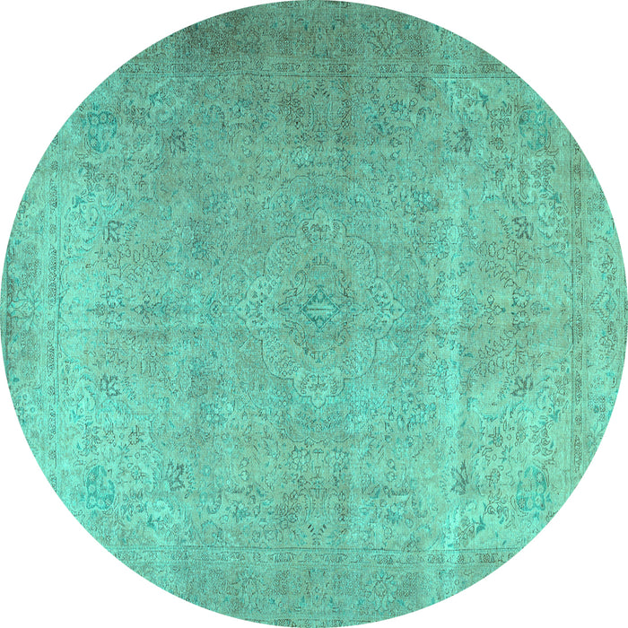Round Persian Turquoise Traditional Rug, tr2932turq