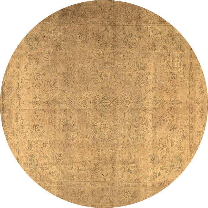 Round Persian Brown Traditional Rug, tr2932brn