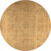 Round Persian Brown Traditional Rug, tr2932brn