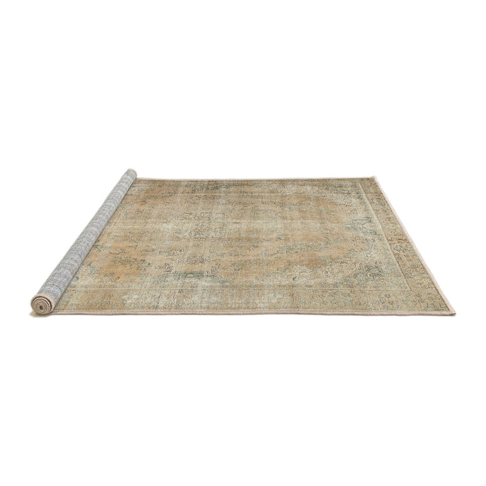 Sideview of Machine Washable Traditional Brown Rug, wshtr2933