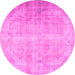 Round Machine Washable Persian Pink Traditional Rug, wshtr2933pnk