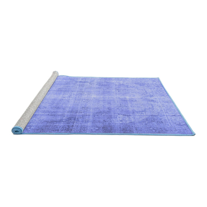 Sideview of Machine Washable Persian Blue Traditional Rug, wshtr2933blu