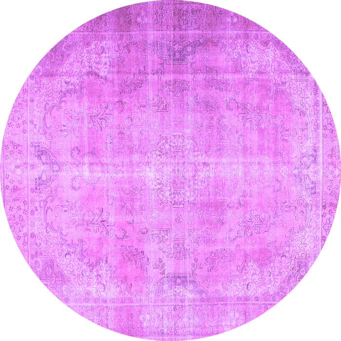 Round Machine Washable Persian Purple Traditional Area Rugs, wshtr2933pur