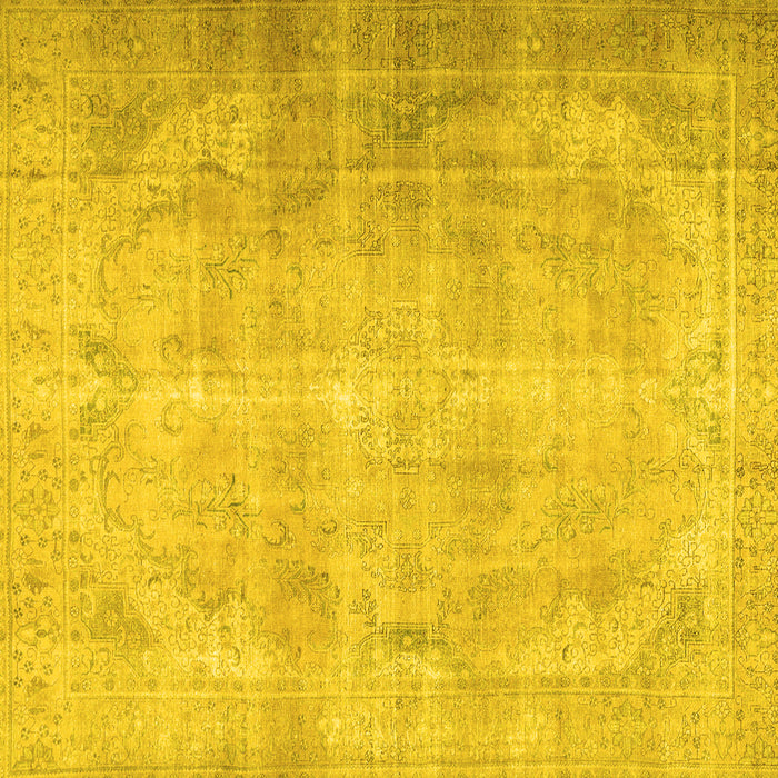 Square Machine Washable Persian Yellow Traditional Rug, wshtr2933yw