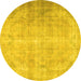 Round Machine Washable Persian Yellow Traditional Rug, wshtr2933yw