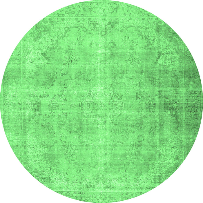 Round Persian Emerald Green Traditional Rug, tr2933emgrn