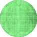 Round Persian Emerald Green Traditional Rug, tr2933emgrn
