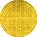 Round Persian Yellow Traditional Rug, tr2933yw