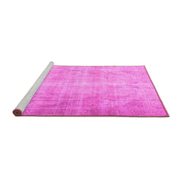Sideview of Machine Washable Persian Pink Traditional Rug, wshtr2933pnk