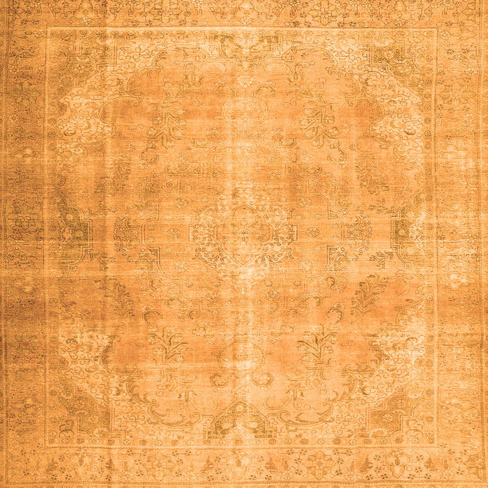 Round Machine Washable Persian Orange Traditional Area Rugs, wshtr2933org