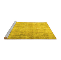 Sideview of Machine Washable Persian Yellow Traditional Rug, wshtr2933yw