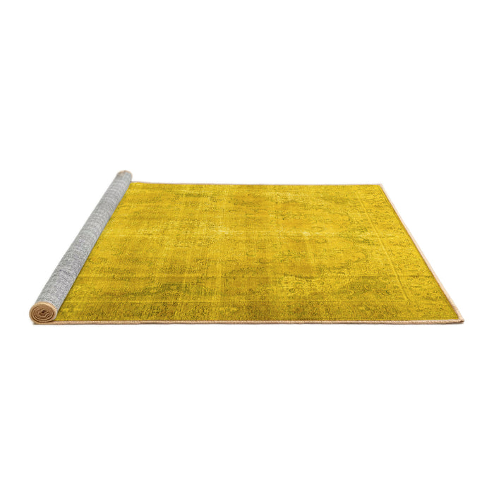 Sideview of Machine Washable Persian Yellow Traditional Rug, wshtr2933yw