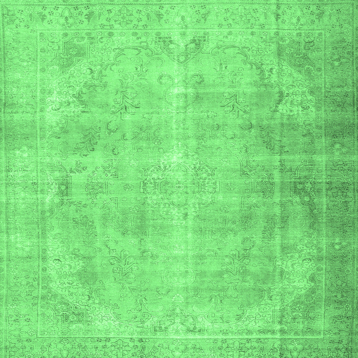 Square Machine Washable Persian Emerald Green Traditional Area Rugs, wshtr2933emgrn