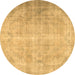 Round Persian Brown Traditional Rug, tr2933brn