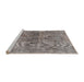 Sideview of Machine Washable Traditional Silver Pink Rug, wshtr2934