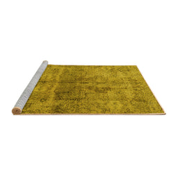 Sideview of Machine Washable Persian Yellow Traditional Rug, wshtr2934yw