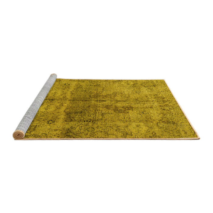 Sideview of Machine Washable Persian Yellow Traditional Rug, wshtr2934yw