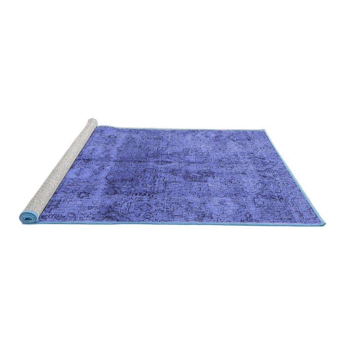 Sideview of Machine Washable Persian Blue Traditional Rug, wshtr2934blu