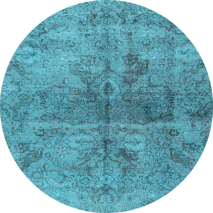 Round Machine Washable Persian Light Blue Traditional Rug, wshtr2934lblu