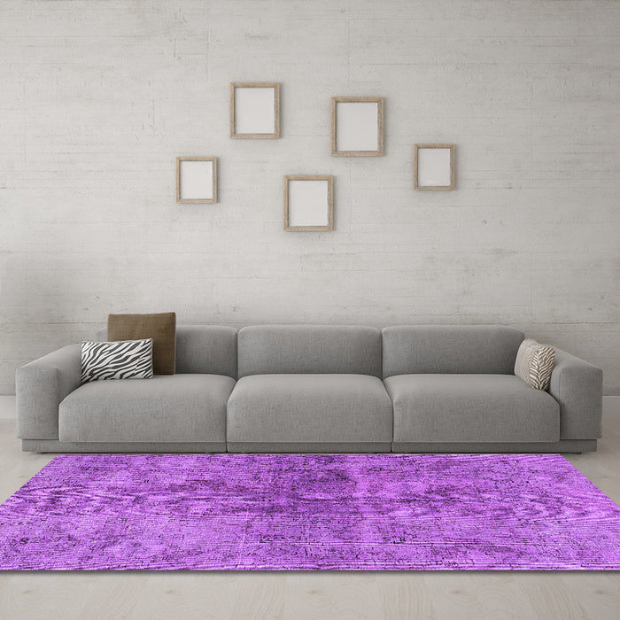 Machine Washable Persian Purple Traditional Area Rugs in a Living Room, wshtr2934pur