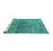 Sideview of Machine Washable Persian Turquoise Traditional Area Rugs, wshtr2934turq