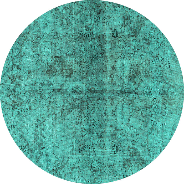 Round Persian Turquoise Traditional Rug, tr2934turq
