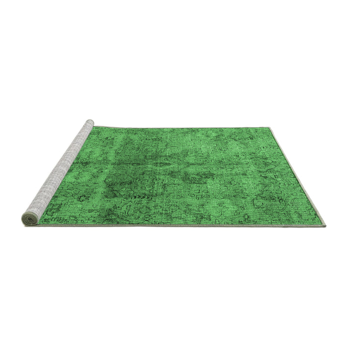Sideview of Machine Washable Persian Emerald Green Traditional Area Rugs, wshtr2934emgrn