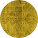 Round Persian Yellow Traditional Rug, tr2934yw