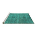 Sideview of Machine Washable Persian Turquoise Traditional Area Rugs, wshtr2935turq