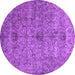 Round Machine Washable Persian Purple Traditional Area Rugs, wshtr2935pur