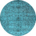 Round Persian Light Blue Traditional Rug, tr2935lblu