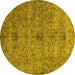 Round Persian Yellow Traditional Rug, tr2935yw