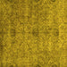 Square Machine Washable Persian Yellow Traditional Rug, wshtr2935yw