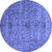 Round Persian Blue Traditional Rug, tr2935blu