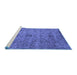 Sideview of Machine Washable Persian Blue Traditional Rug, wshtr2935blu