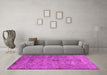 Machine Washable Persian Pink Traditional Rug in a Living Room, wshtr2935pnk