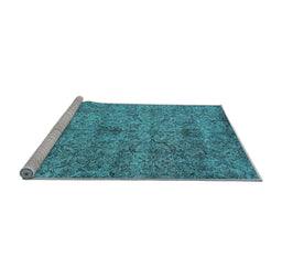 Sideview of Machine Washable Persian Light Blue Traditional Rug, wshtr2935lblu